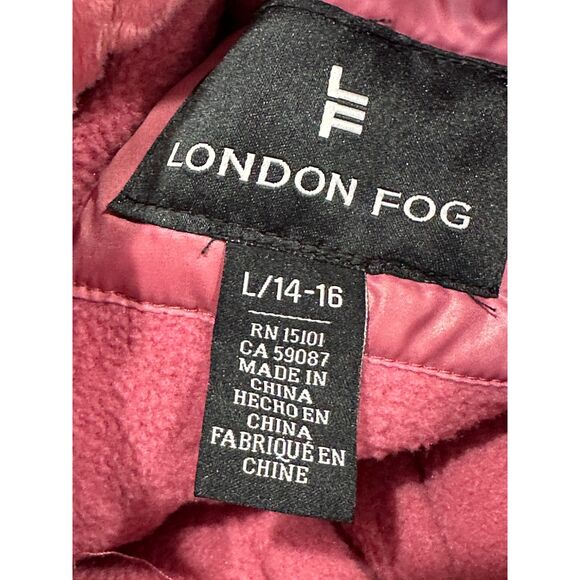 NWT London Fog Dusty Pink Quilted Faux Fur Puffer Coat Girl's Large - Picture 12 of 12